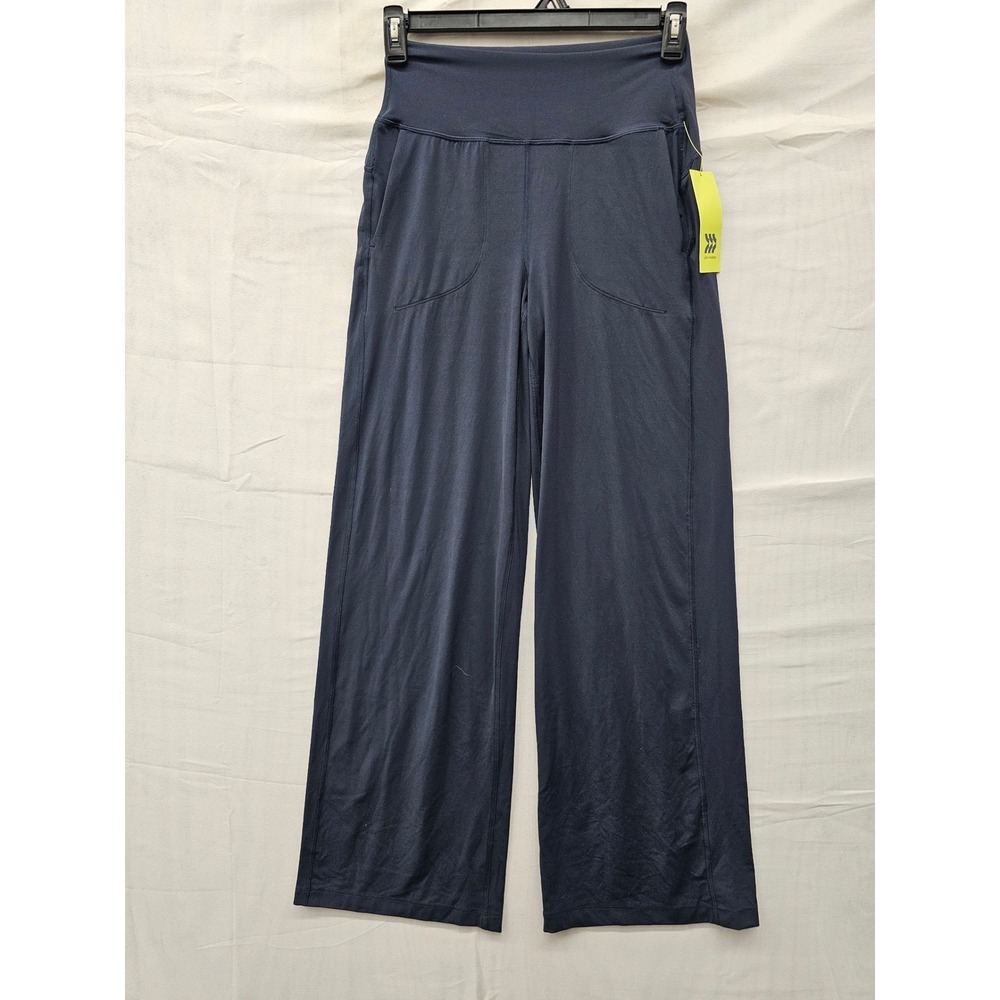 All in Motion Womens High Rise Wide Leg Pants Navy Blue Nylon Blend Size Small